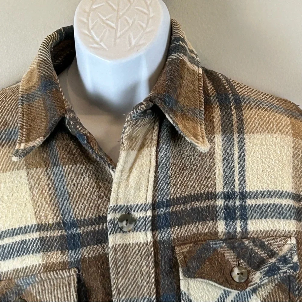 Vintage Sears Outerwear Jacket Mens Large Tan Plaid‎ Insulated Jacket 70s 80s